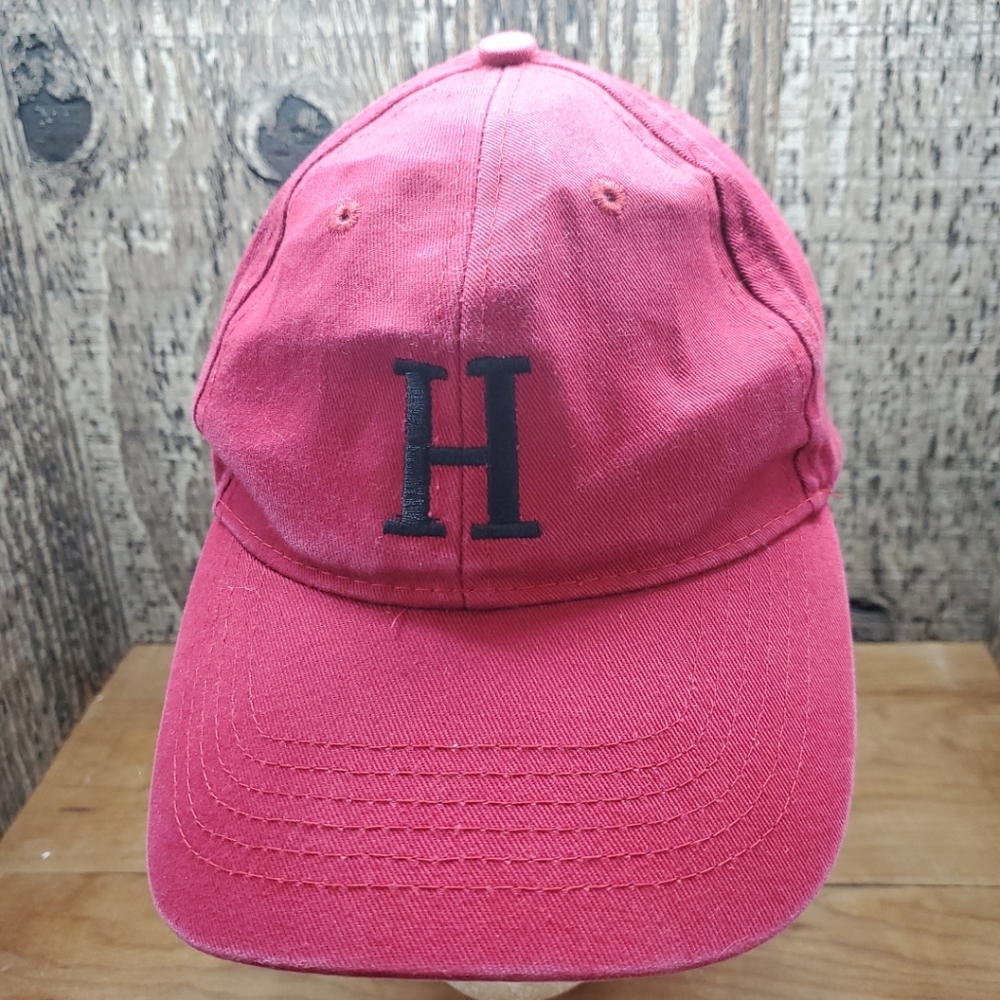 Letter H Red Baseball Hat Cap Adjustable Strapback One Size Embroidered Unisex